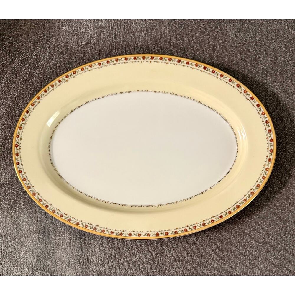 Vintage Meito China MEI118  Serving Platter Hand Painted Ivory Floral Gold Trim